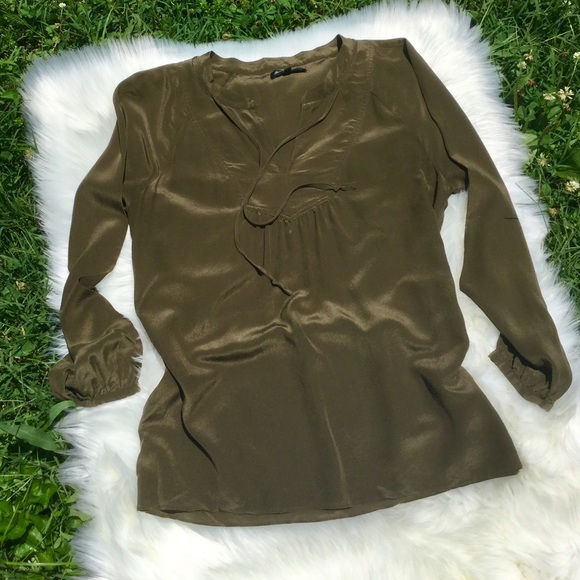 Madewell Tops - Broadway & Broome Olive Silk Top